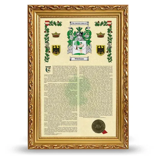 Wiedman Armorial History Framed - Gold