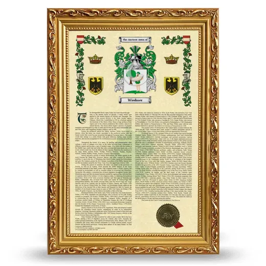 Wiedmer Armorial History Framed - Gold