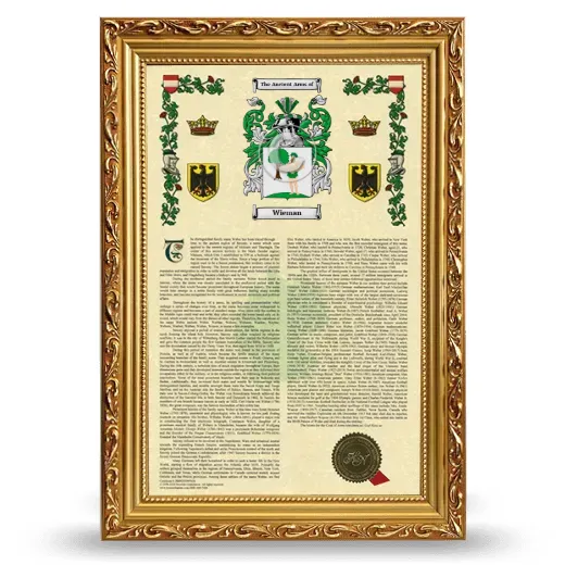 Wieman Armorial History Framed - Gold