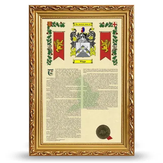 Wiggs Armorial History Framed - Gold