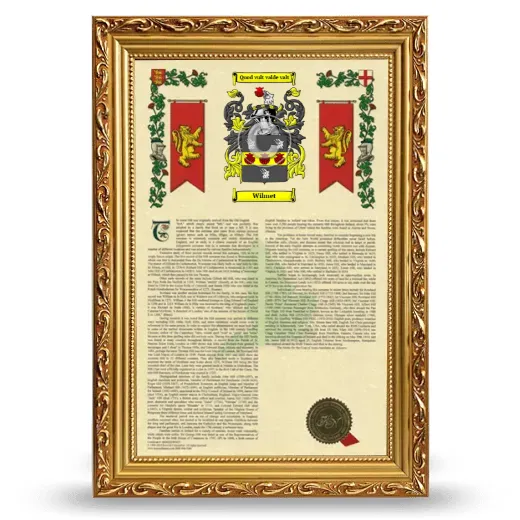 Wilmet Armorial History Framed - Gold