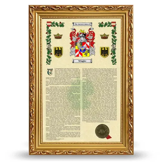 Wingler Armorial History Framed - Gold