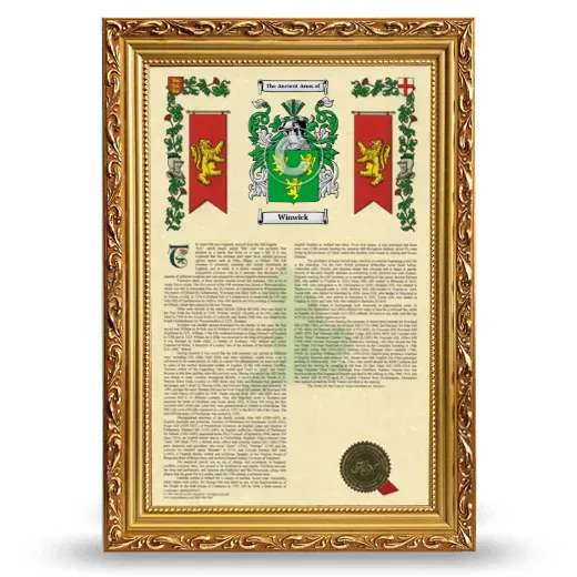 Winwick Armorial History Framed - Gold