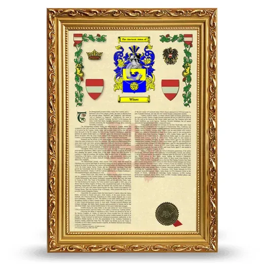 Wiser Armorial History Framed - Gold