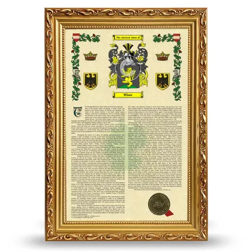 Wiser Armorial History Framed - Gold