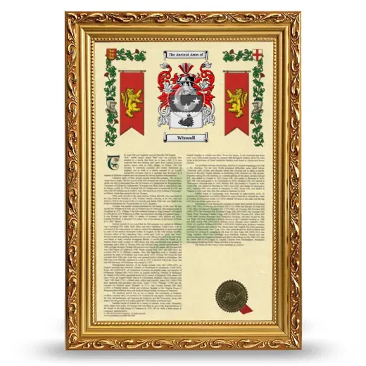 Wiswall Armorial History Framed - Gold