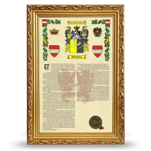Wittenberg Armorial History Framed - Gold