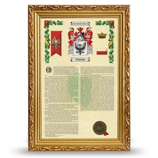 Wojcinski Armorial History Framed - Gold