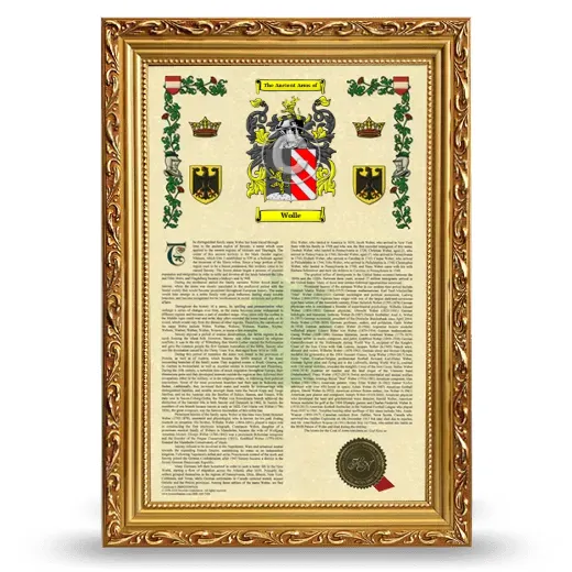 Wolle Armorial History Framed - Gold