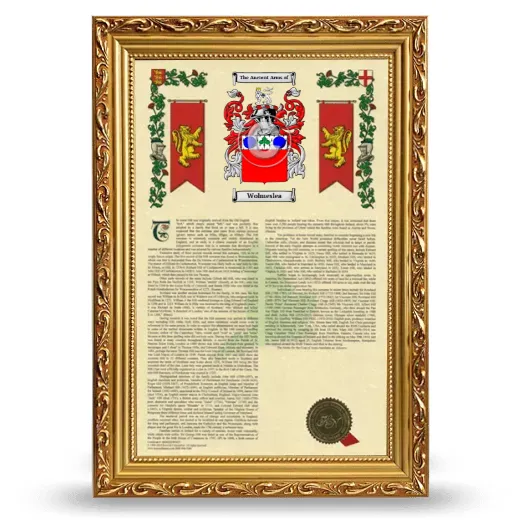Wolmeslea Armorial History Framed - Gold