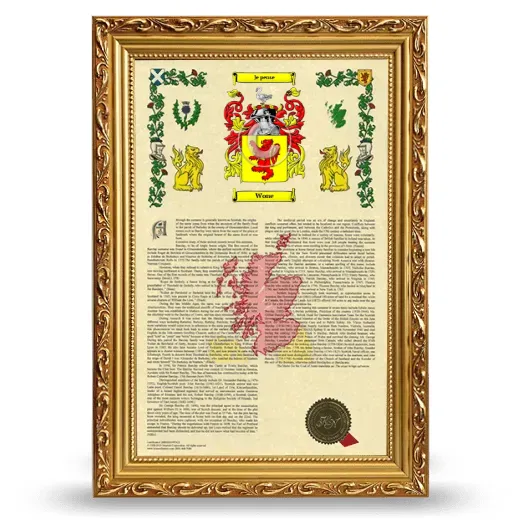 Wone Armorial History Framed - Gold