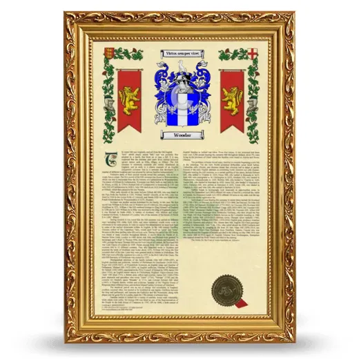 Woodar Armorial History Framed - Gold