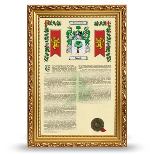 Woode Armorial History Framed - Gold