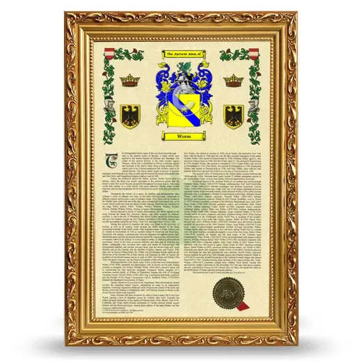 Worm Armorial History Framed - Gold