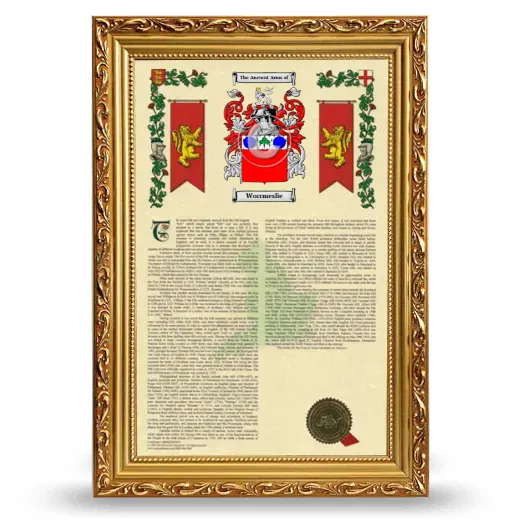 Worrmeslie Armorial History Framed - Gold
