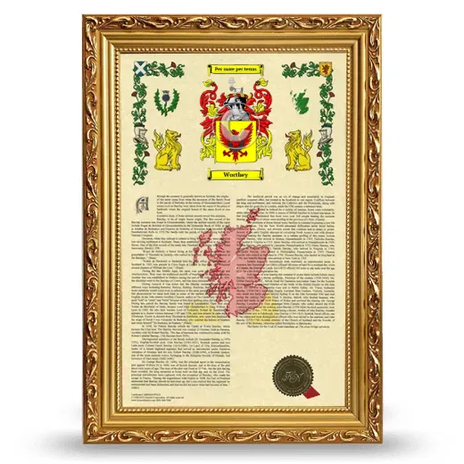 Worthey Armorial History Framed - Gold