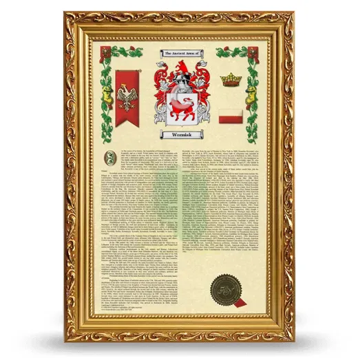 Wozniak Armorial History Framed - Gold