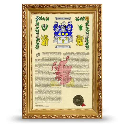 Wranghame Armorial History Framed - Gold
