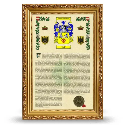 Wulf Armorial History Framed - Gold