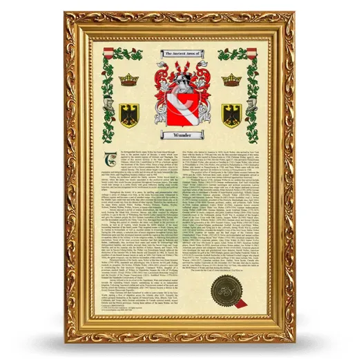 Wunder Armorial History Framed - Gold
