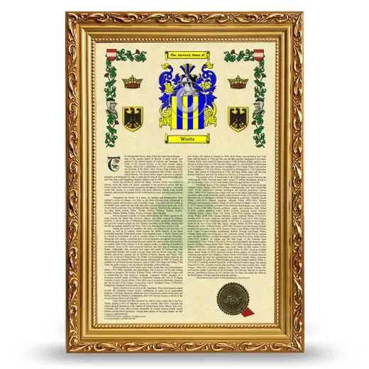 Wurtz Armorial History Framed - Gold