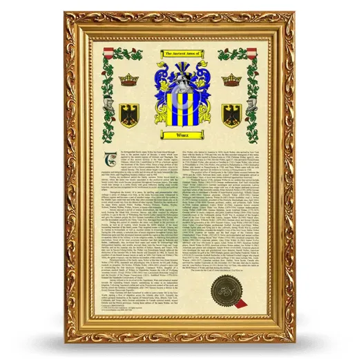 Wurz Armorial History Framed - Gold