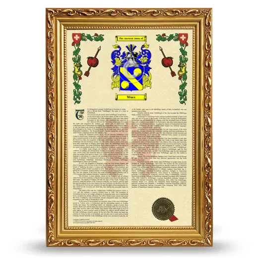 Wurz Armorial History Framed - Gold