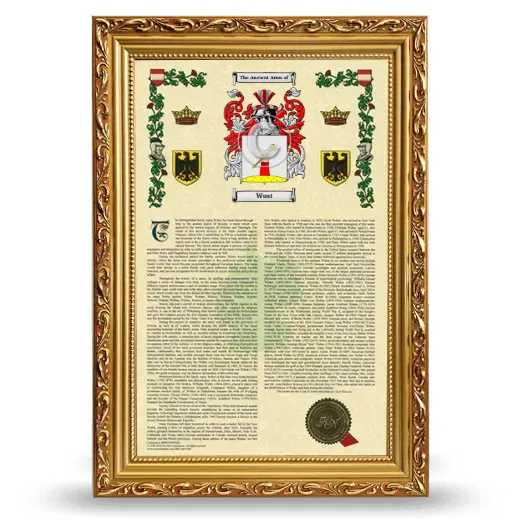 Wust Armorial History Framed - Gold
