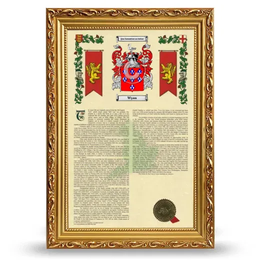Wyan Armorial History Framed - Gold