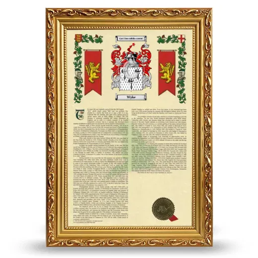 Wyke Armorial History Framed - Gold