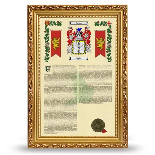 Wylls Armorial History Framed - Gold