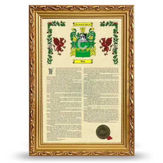 Wyn Armorial History Framed - Gold