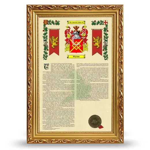 Wynan Armorial History Framed - Gold