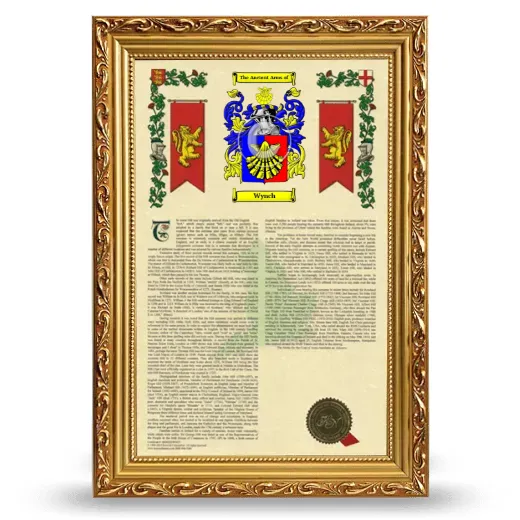 Wynch Armorial History Framed - Gold