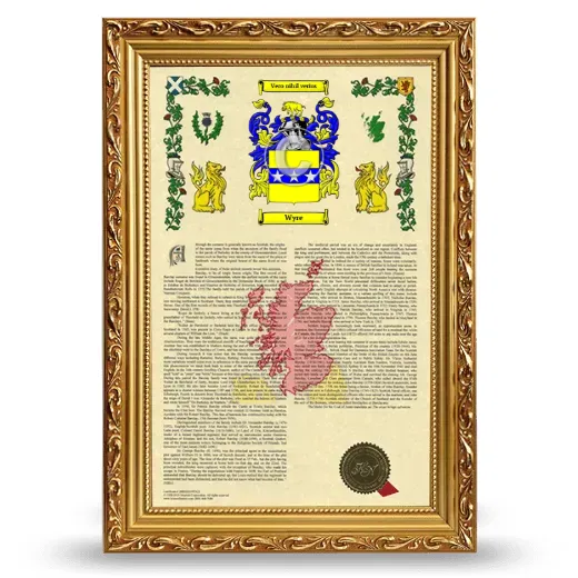 Wyre Armorial History Framed - Gold