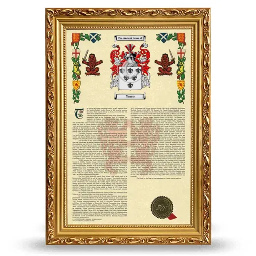 Yarro Armorial History Framed - Gold