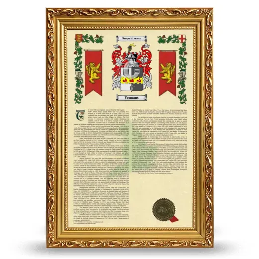 Yeamans Armorial History Framed - Gold