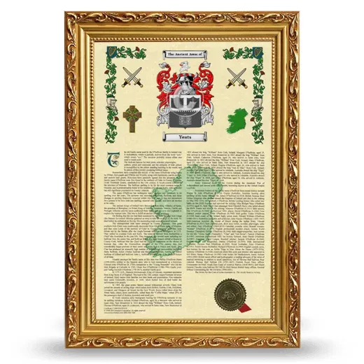Yeats Armorial History Framed - Gold