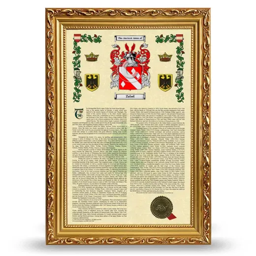 Zabel Armorial History Framed - Gold
