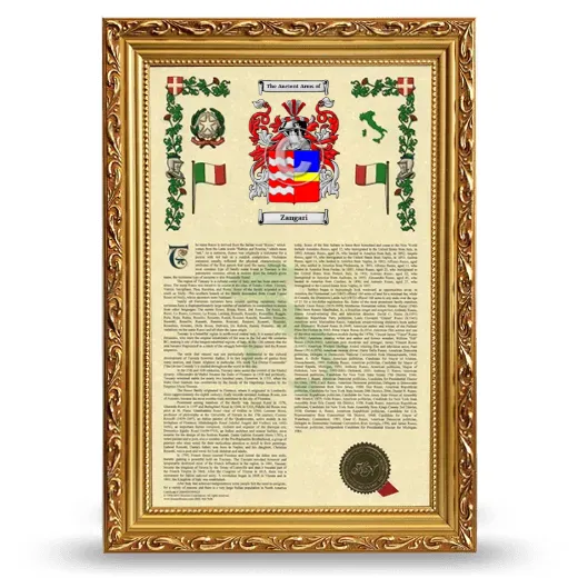 Zangari Armorial History Framed - Gold