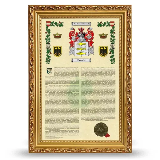 Zawacki Armorial History Framed - Gold