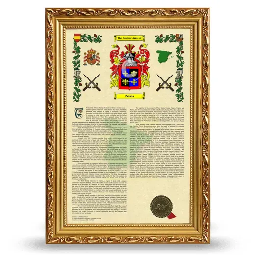 Zelaia Armorial History Framed - Gold