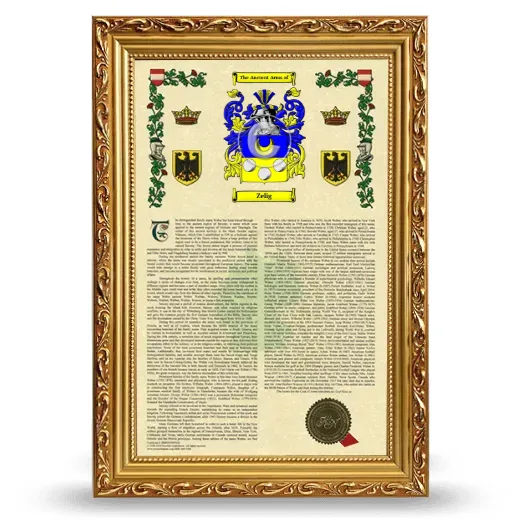 Zelig Armorial History Framed - Gold