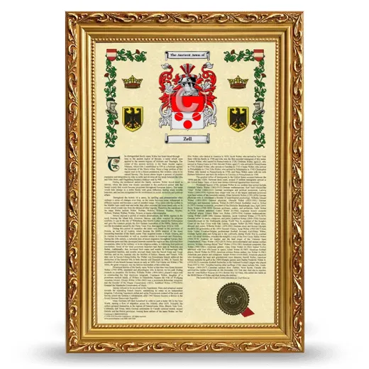 Zell Armorial History Framed - Gold