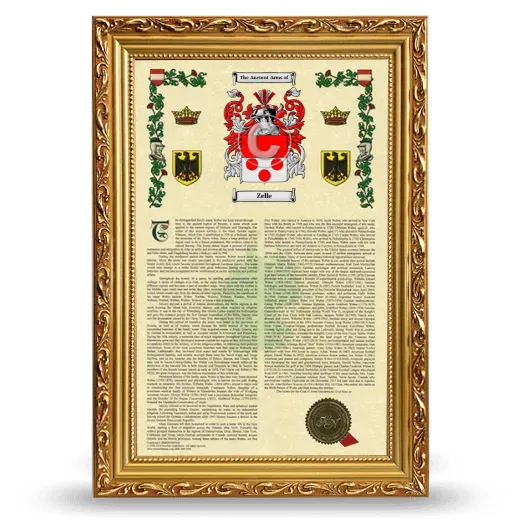 Zelle Armorial History Framed - Gold