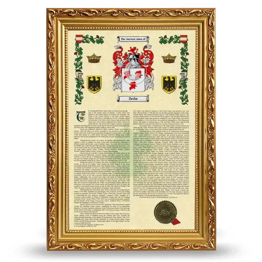 Zerbe Armorial History Framed - Gold