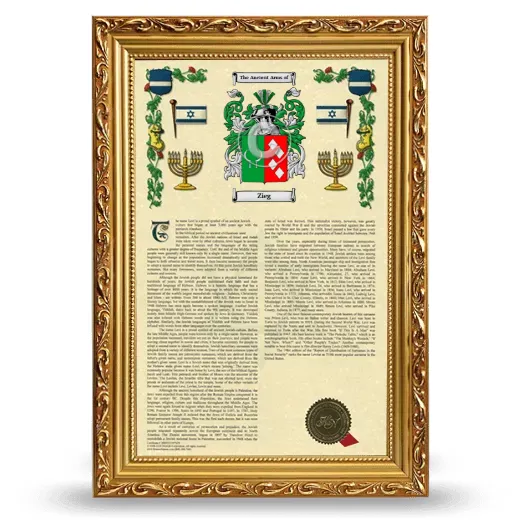 Zieg Armorial History Framed - Gold