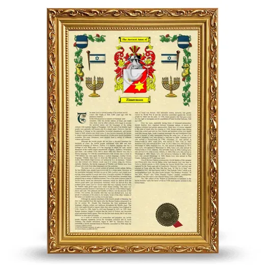 Zimerman Armorial History Framed - Gold