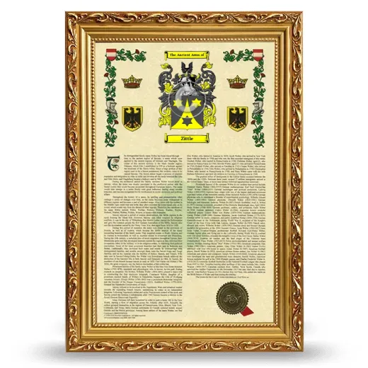 Zittle Armorial History Framed - Gold