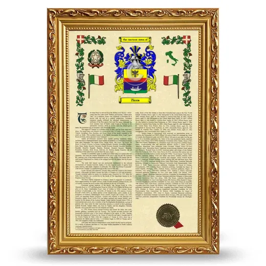 Zizza Armorial History Framed - Gold